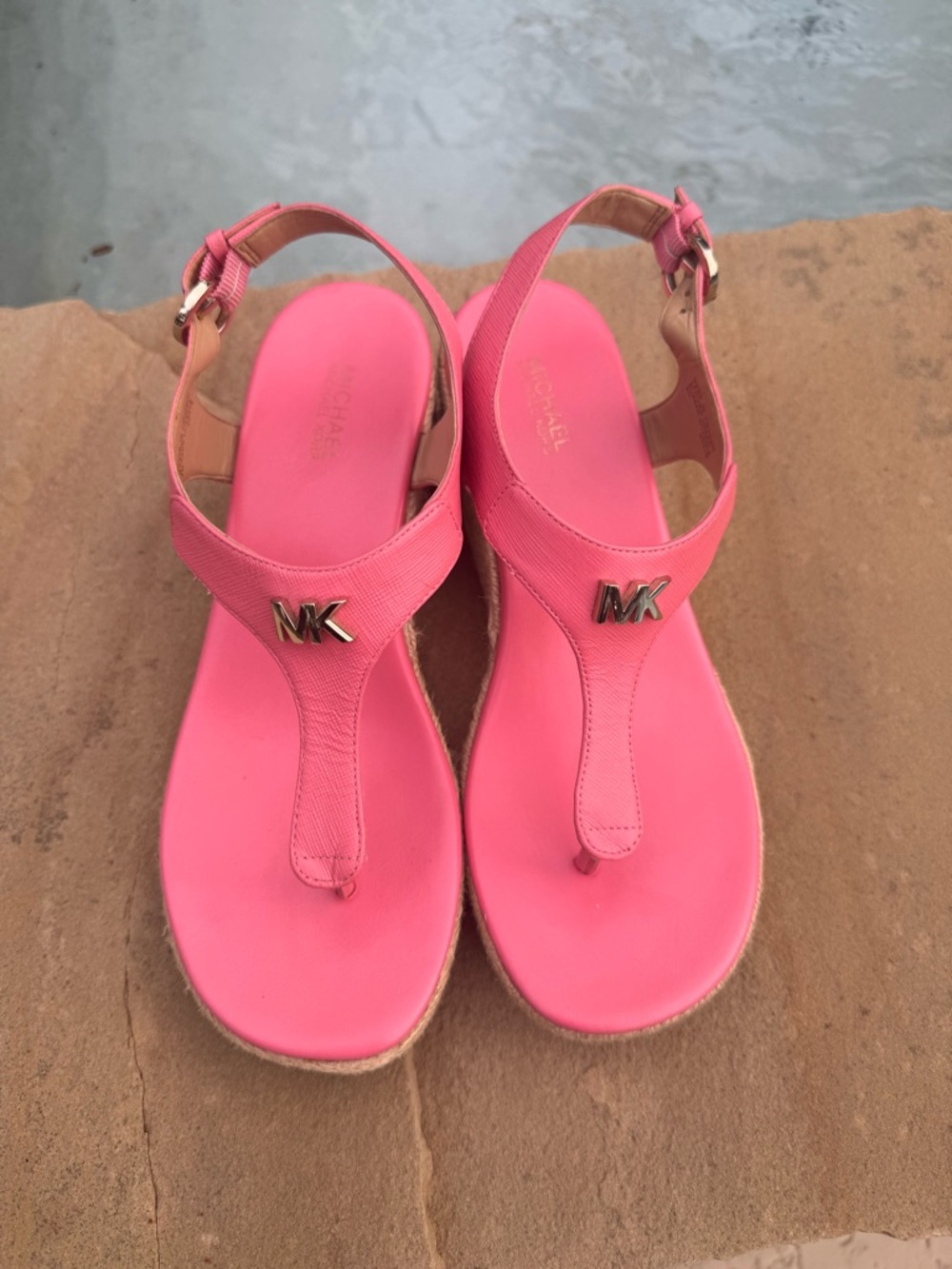 Michael Michael Kors Pink Wedge Espadrille Sandals – Size 6M - Picture 8 of 11